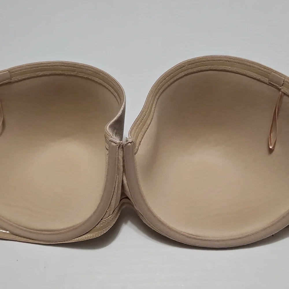 Strapless Underwire Padded Elegant Bone In Sides Tan Bra Size 38DD